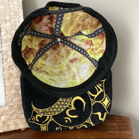 Corduroy Chakras Sun & Moon Embroidered and Embellished Flat Brim Hat - Picture 5 of 6